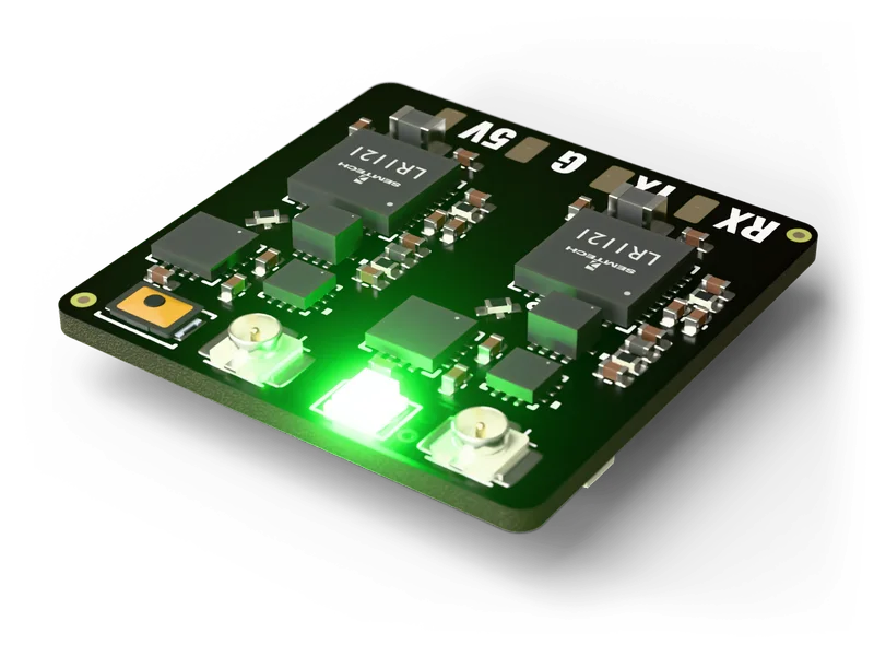 Fiodel Gemini Dual-Band ELRS Receiver — rear left view