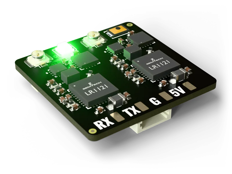 Fiodel Gemini Dual-Band ELRS Receiver — front left view