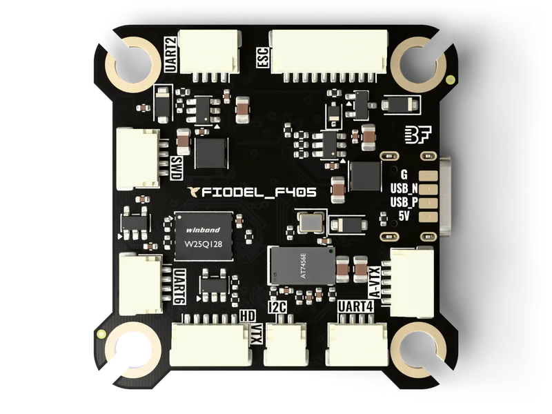 Fiodel F405 Flight Controller — bottom side of the board