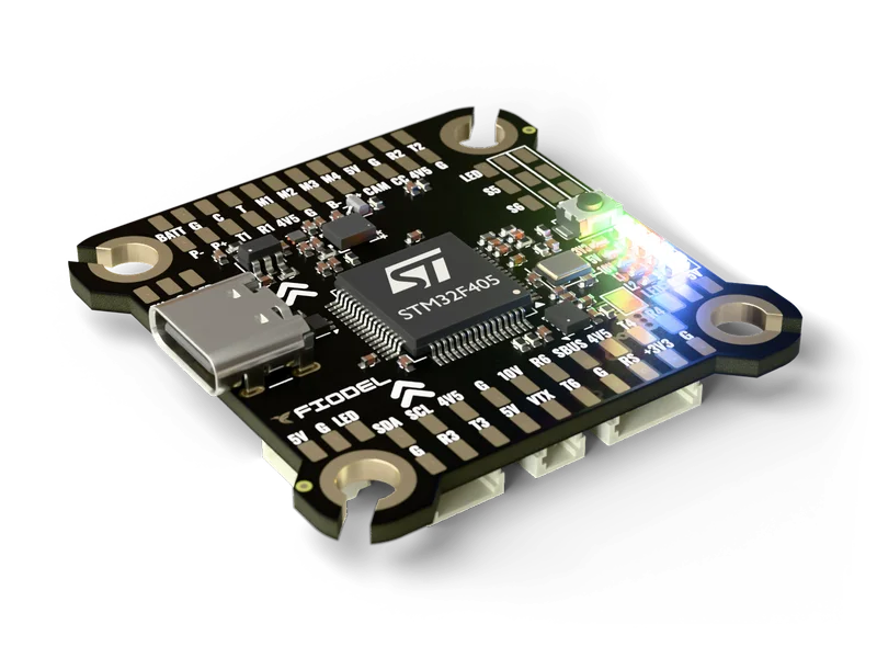 Fiodel F405 Flight Controller — front left view