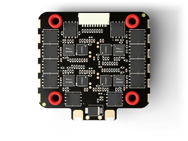 Fiodel F405 + 4-in-1 ESC stack — underside of the ESC