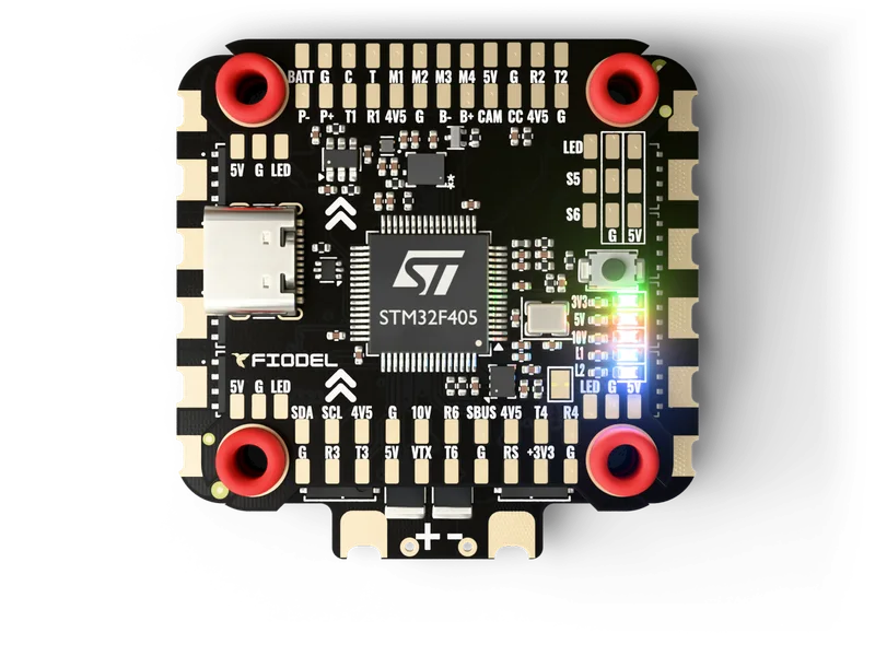 Fiodel F405 + 4-in-1 ESC stack — top view